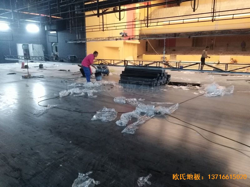 河北廊坊益田同文學校舞臺運動木地板安裝案例