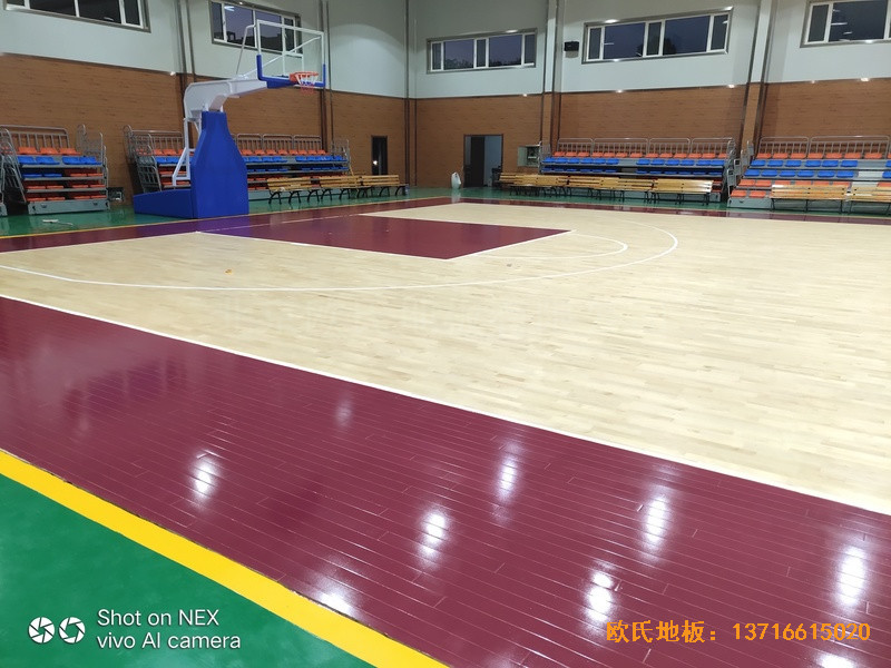 山西陽泉盂縣明鑫加油站籃球館體育木地板施工案例2