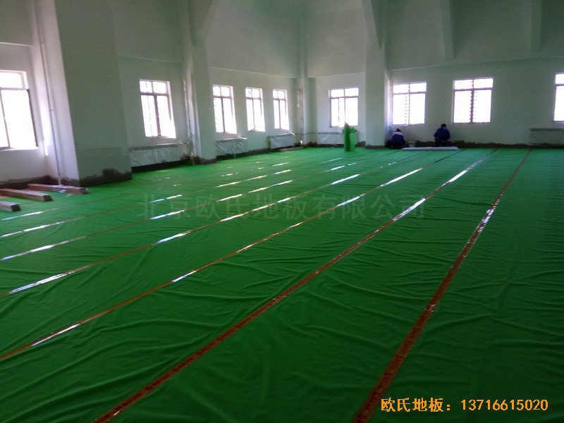 濟南中區十三中學籃球館體育木地板施工案例2