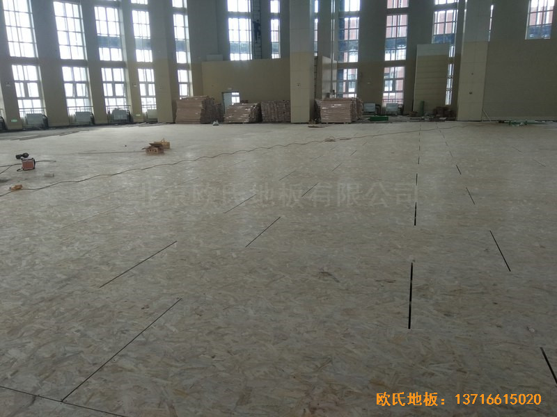 濟南歷城二中新校區籃球館運動木地板鋪裝案例2