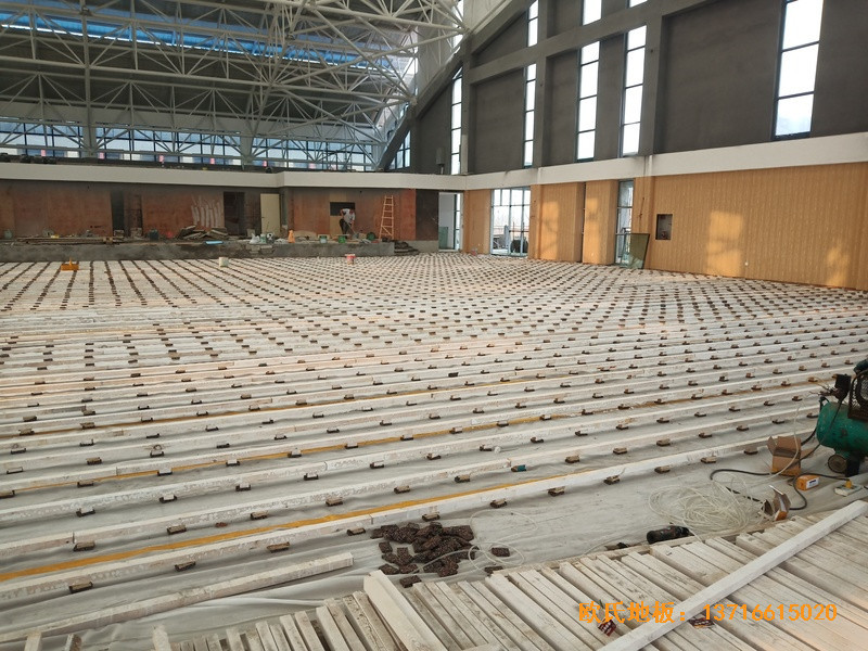 湖南楊山實驗中學體育館體育木地板施工案例1