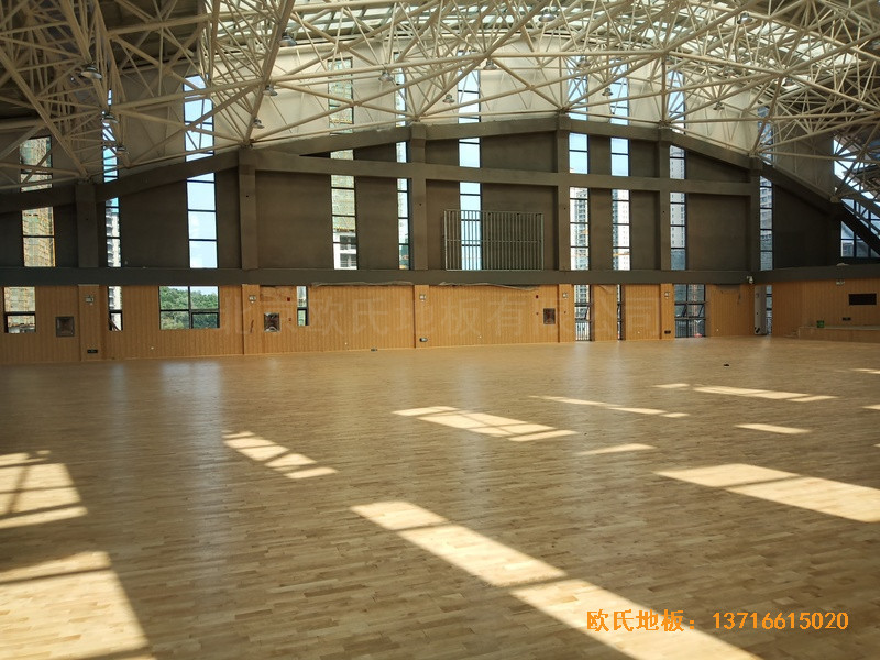 湖南楊山實驗中學體育館體育木地板施工案例3
