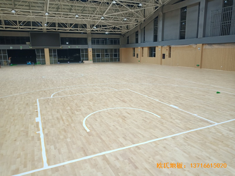湖南楊山實驗中學體育館體育木地板施工案例4