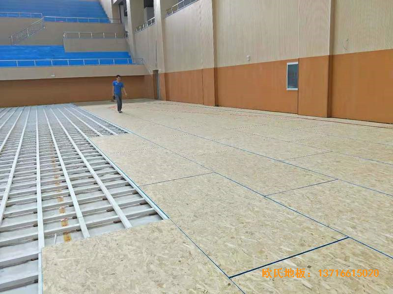 云南楚雄醫專學院籃球館運動木地板安裝案例2