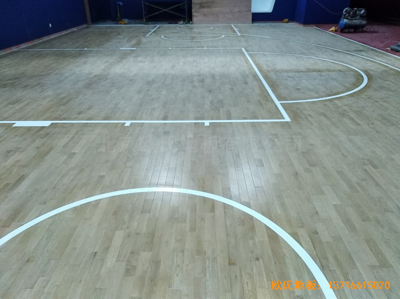 天津魯能城購物中心籃球館運動木地板施工案例0