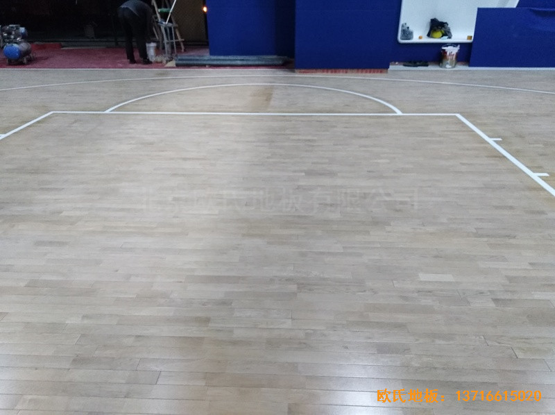 天津魯能城購物中心籃球館運動木地板施工案例2