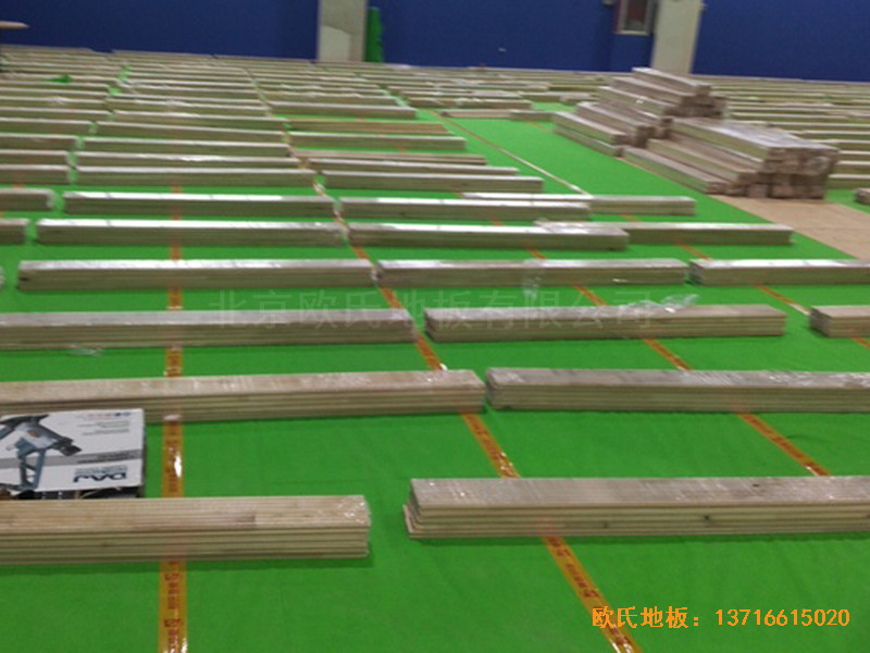 上海虹梅南路2599鑫空藍球館運動地板施工案例2