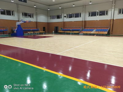 山西陽泉盂縣明鑫加油站籃球館體育木地板施工案例